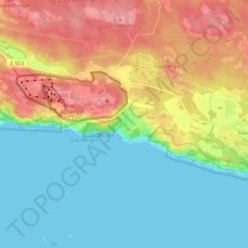Topografisk kort Kopparbo, højde, terræn