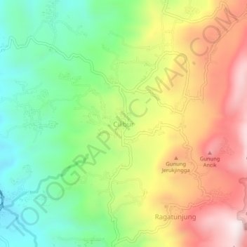 Topografisk kort Cilibur, højde, terræn