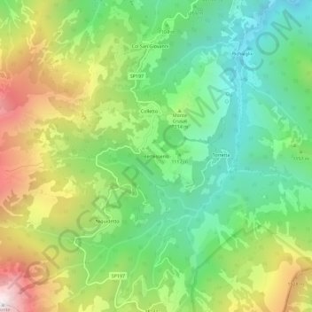 Topografisk kort Bertesseno, højde, terræn