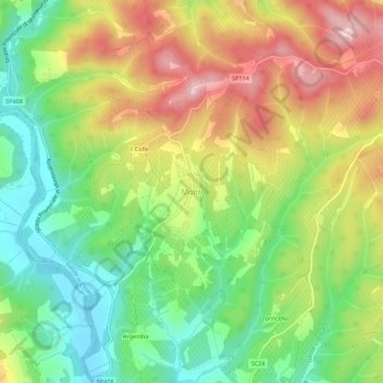 Topografisk kort Monti, højde, terræn