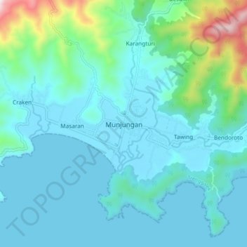 Topografisk kort Munjungan, højde, terræn