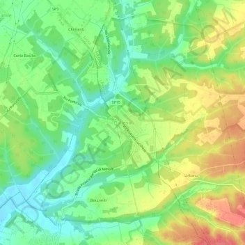Topografisk kort Galleno, højde, terræn