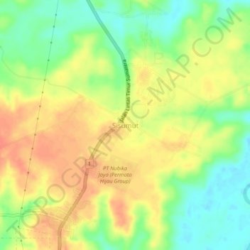 Topografisk kort Sisumut, højde, terræn