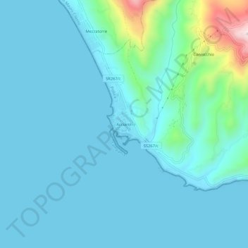 Topografisk kort Acciaroli, højde, terræn