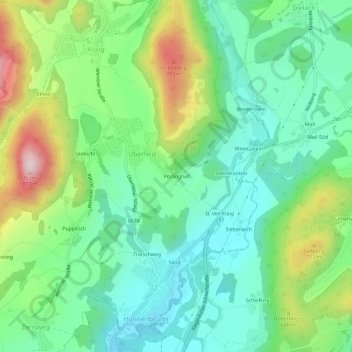 Topografisk kort Pörlinghof, højde, terræn