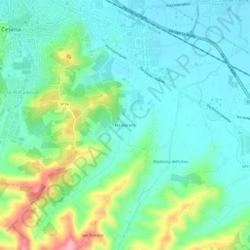 Topografisk kort Rio Marano, højde, terræn
