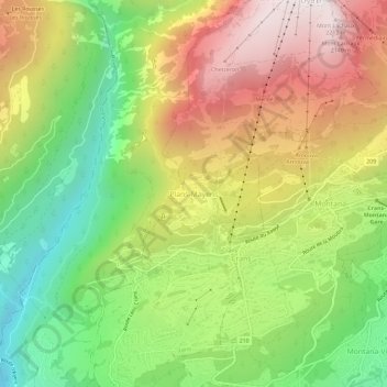 Topografisk kort Plans-Mayens, højde, terræn