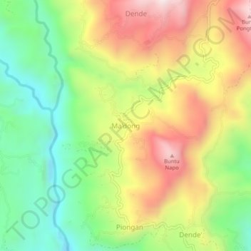 Topografisk kort Ma'dong, højde, terræn