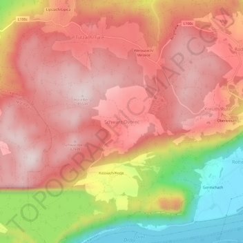 Topografisk kort Schwarz, højde, terræn