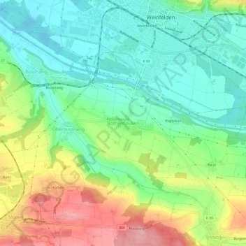 Topografisk kort Rothenhausen, højde, terræn