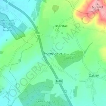 Topografisk kort Honeyburge, højde, terræn