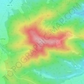 Topografisk kort Taubenberg, højde, terræn