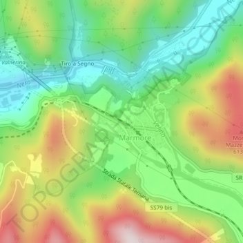 Topografisk kort Grotta di Rendeù, højde, terræn