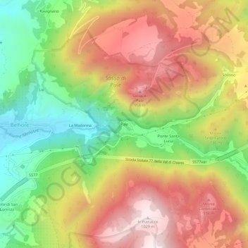 Topografisk kort Pale, højde, terræn