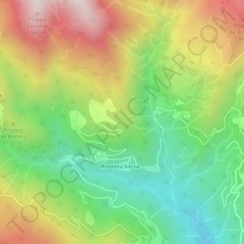 Topografisk kort Il Catino, højde, terræn