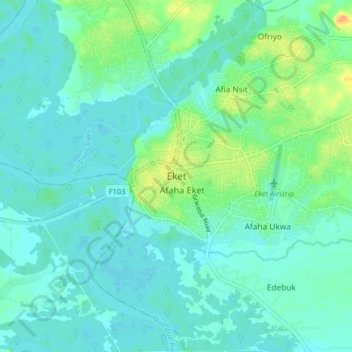 Topografisk kort Eket, højde, terræn