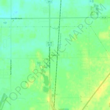 Topografisk kort Royerton, højde, terræn