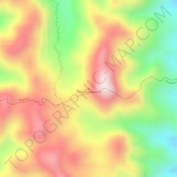 Topografisk kort Buttu Lopokayang, højde, terræn
