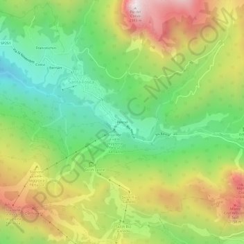Topografisk kort Pescul, højde, terræn