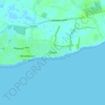Topografisk kort Elmer, højde, terræn