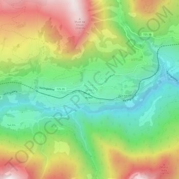 Topografisk kort Ardez, højde, terræn