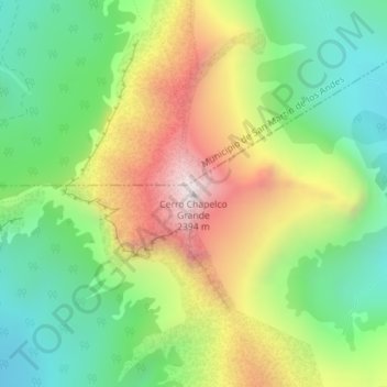 Topografisk kort Cerro Chapelco Grande, højde, terræn