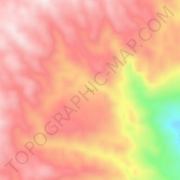 Topografisk kort Tiu, højde, terræn