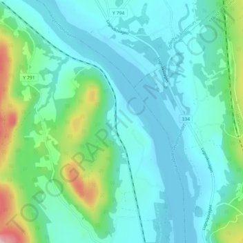 Topografisk kort Björned, højde, terræn