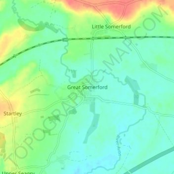 Topografisk kort Great Somerford, højde, terræn