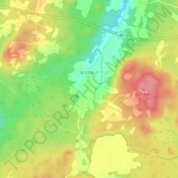 Topografisk kort Kinnared, højde, terræn