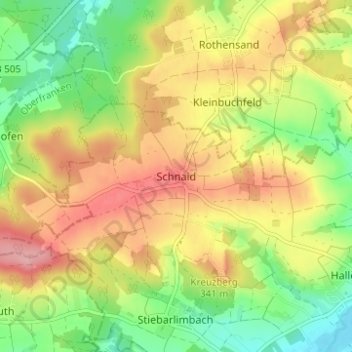 Topografisk kort Schnaid, højde, terræn