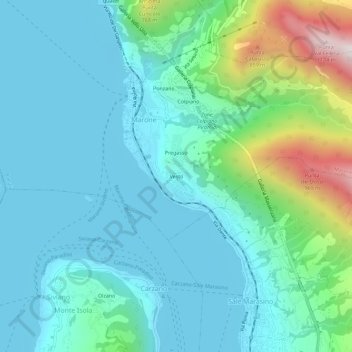 Topografisk kort Vesto, højde, terræn