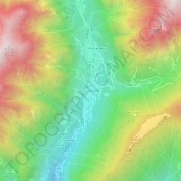 Topografisk kort Cataeggio, højde, terræn