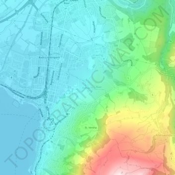 Topografisk kort Arbach, højde, terræn