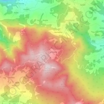Topografisk kort Santa Franca, højde, terræn