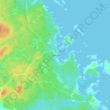 Topografisk kort Skärså, højde, terræn
