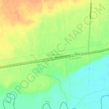 Topografisk kort Chañar Muyo, højde, terræn