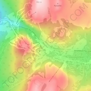 Topografisk kort Vemdalsskalet, højde, terræn