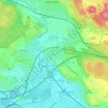 Topografisk kort Brüttisellen, højde, terræn