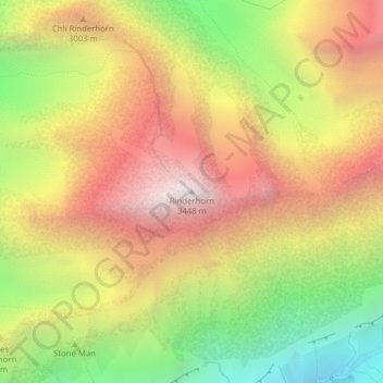 Topografisk kort Rinderhorn, højde, terræn