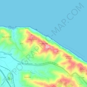 Topografisk kort Casteldimezzo, højde, terræn