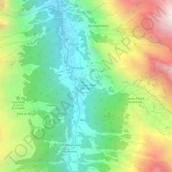 Topografisk kort Tignet, højde, terræn