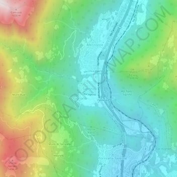 Topografisk kort Sigirino, højde, terræn