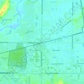 Topografisk kort Smythe, højde, terræn