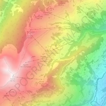 Topografisk kort Champoussin, højde, terræn