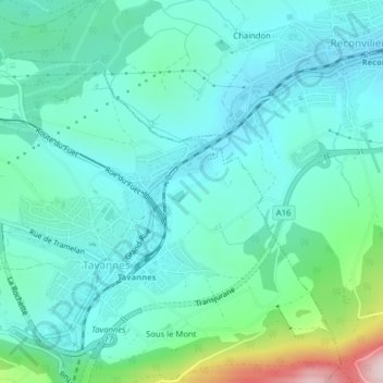 Topografisk kort Corbez, højde, terræn