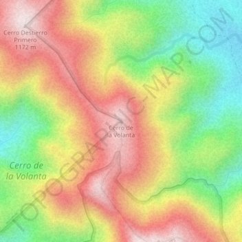 Topografisk kort Cerro de la Volanta, højde, terræn