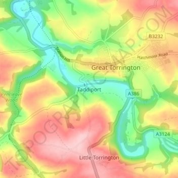 Topografisk kort Taddiport, højde, terræn