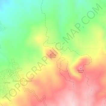 Topografisk kort Gunung Dempo, højde, terræn