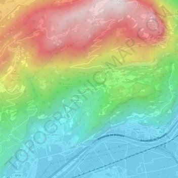 Topografisk kort Savignano, højde, terræn